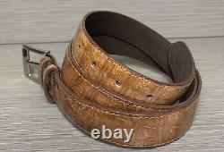 Taille 38 Ceinture en cuir de crocodile / alligator faite main couleur tan