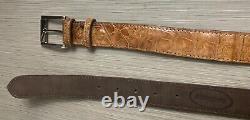 Taille 38 Ceinture en cuir de crocodile / alligator faite main couleur tan