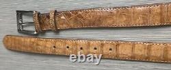 Taille 38 Ceinture en cuir de crocodile / alligator faite main couleur tan