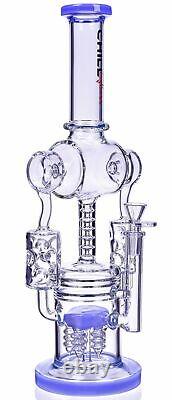 Thick 16 Double Chamber Chill Glass Bong Glass Water Pipe Recycler Hookah USA