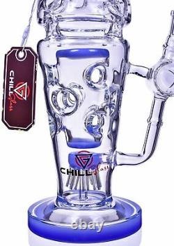 Thick Chill Glass 13 Heavy Sprinkler Blue Bong Unique Hookah Cool Bubbler USA