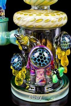 Thick Tattoo Glass 10 Showerhead Bee's World Bong Glass Water Pipe Cool USA