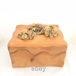 Treasure Keepsake Box Ooak Hand Made Maple USA Roses Décorées