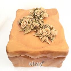 Treasure Keepsake Box Ooak Hand Made Maple USA Roses Décorées