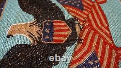 Très Fine 1928 Amérindienne Yakima Perled Bag Patriotique Eagle U. S. Drapeau