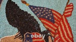 Très Fine 1928 Amérindienne Yakima Perled Bag Patriotique Eagle U. S. Drapeau