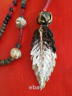 Tribu Hopi Indigènes America Ethnique Collier Primitif Bijoux Plumes Perles Aigle