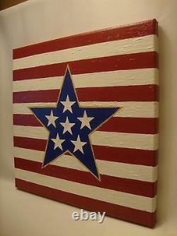 USA American Stars And Stripes Peinture À La Main Acrylique Sur Toile Fabriquée Aux États-unis