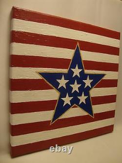 USA American Stars And Stripes Peinture À La Main Acrylique Sur Toile Fabriquée Aux États-unis