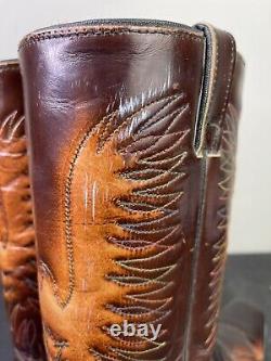USA Fabriqué À La Main Vintage Rare 1970 Hommes Wrangler 5630 Cowboy Shiny Botte En Cuir 9.5b
