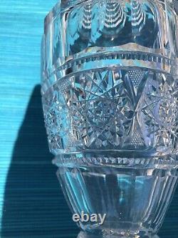 Vase vintage en verre taillé américain de l'ère du verre taillé brillant ABP