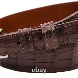 Véritable ceinture conique en cuir d'alligator brun fait main (Fabriqué aux États-Unis)