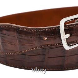 Véritable ceinture conique en cuir d'alligator brun fait main (Fabriqué aux États-Unis)