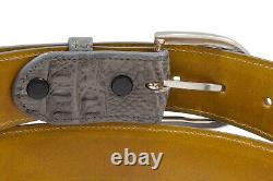 Véritable ceinture en cuir d'alligator gris faite à la main (Fabriquée aux États-Unis)