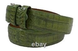 Véritable ceinture en cuir d'alligator vert fait main (fabriquée aux États-Unis)