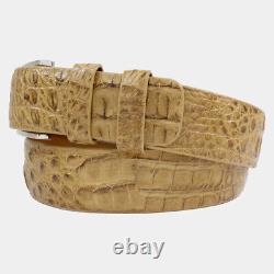 Véritable ceinture en cuir de crocodile Tan Caiman Hornback (Fabriquée aux États-Unis)