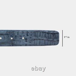 Véritable ceinture en cuir de crocodile à dos de caïman bleu jean (Fabriqué aux États-Unis)