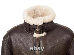 Veste aviateur B3 en véritable cuir de mouton retourné brun