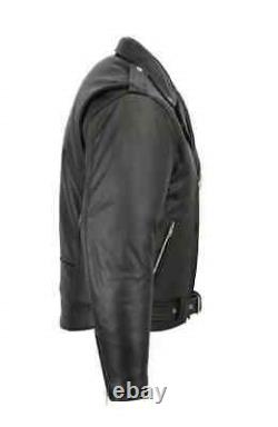 Veste en cuir classique pour hommes de marque Brando en cuir souple - Veste en cuir pour motards