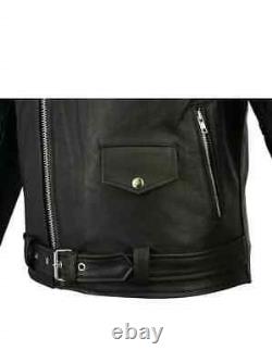 Veste en cuir classique pour hommes de marque Brando en cuir souple - Veste en cuir pour motards