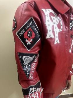 Veste en cuir rouge personnalisée pour homme American Bruiser