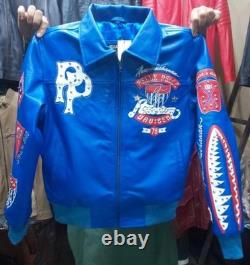 Veste en cuir rouge personnalisée pour homme American Bruiser