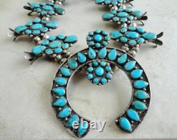 Vintage 1940's 29 Silver Multi Turquoise Naja 16 Squash Blossom Necklace 240g