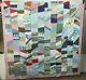 Vintage Cotton Quilt Hand Made Usa 68 X 76 Multi Color Patchwork With Boarder