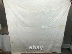 Vintage Cotton Quilt Hand Made USA 68 X 76 Multi Color Patchwork With Boarder